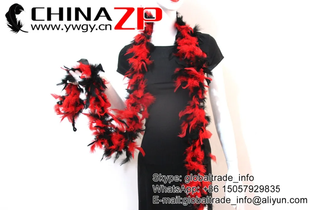 1 red and Black wholesale 40g turkey feather boas  (2)