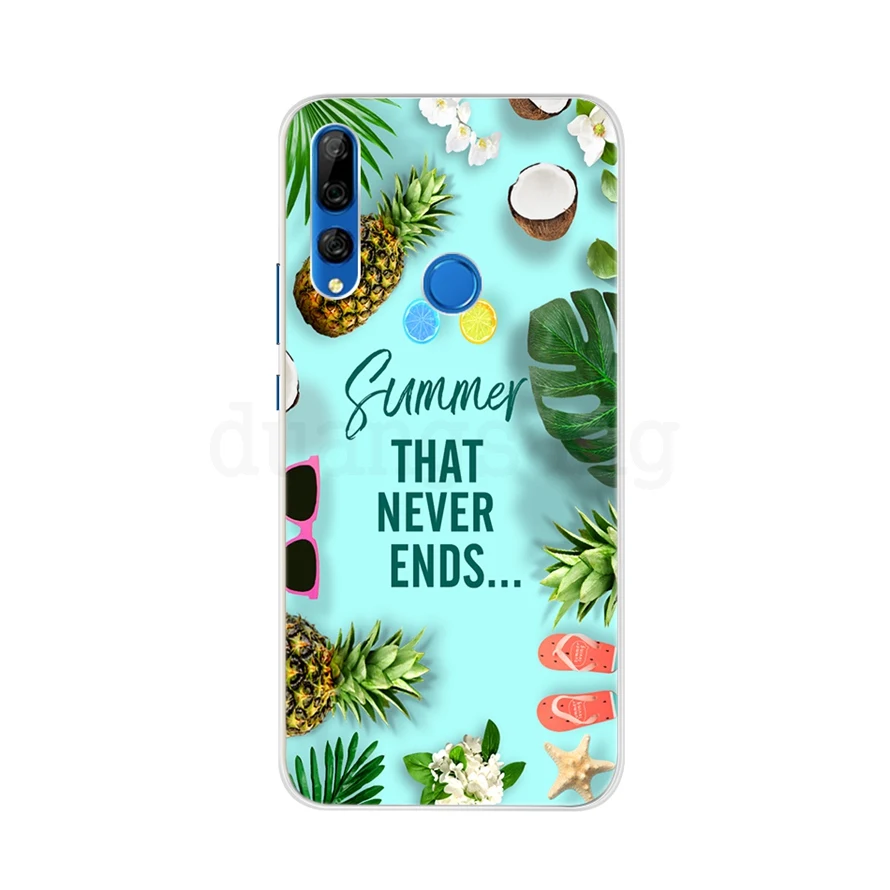 Флуоресцентный желтый Для Fundas huawei P Smart Z чехол силиконовый 3D мягкий, симпатичный, из ТПУ с мультяшными цветами Прозрачный чехол для телефона для huawei P Smart Z STK-LX1 - Цвет: Флуоресцентный желтый