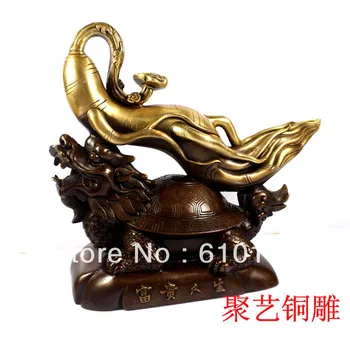 

Bronze sculpture, copper crafts decoration ginseng leading turtle rich gift home Bronze statue copper