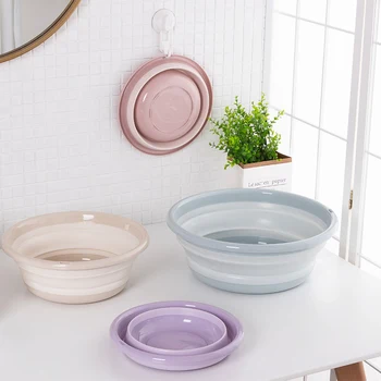 

Folding washbasin Foldable bucket kitchen organizer travel washbasin folding basin home washtub water bowl Fruit tray