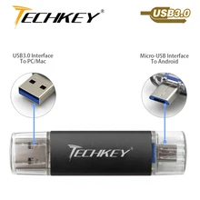 Новинка: TECHKEY OTG usb 3,0 32gb usb флэш-накопитель 3,0 64 Гб флэш-накопитель 16 Гб памяти флеш-накопитель memoria Cel usb флешки подарок для samsung мобильного телефона