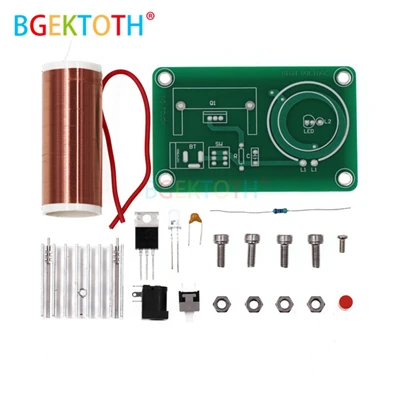 9 в 12 В мини музыкальная катушка Tesla 15 Вт плазменный динамик Tesla Arc генератор беспроводной передачи электронный Diy с 9 в 12 В 1A адаптер - Цвет: Tesla Coil DIY Kit