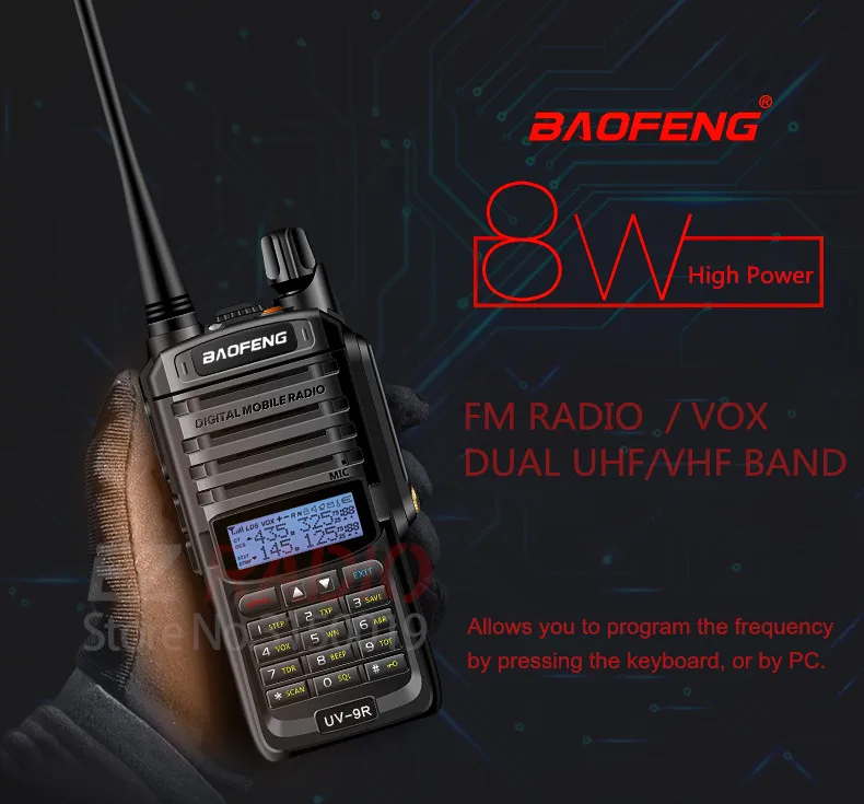 Baofeng 8 W радио UV-9R Водонепроницаемый IP67 Walkie Talkie 10 км Baofeng UV-XR GT-3WP UV-5S UV-5R WP Long Range радио для охоты