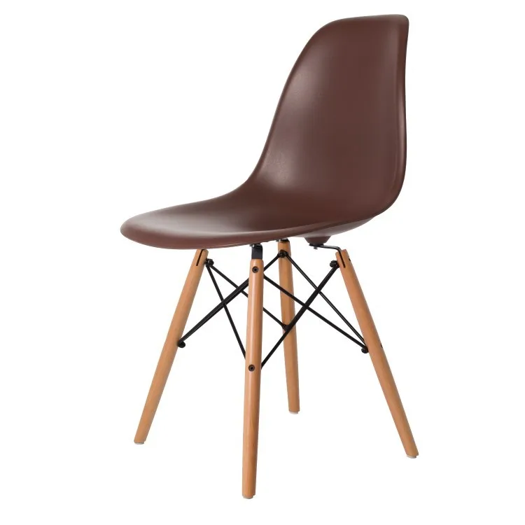 Модный современный дизайн обеденный стул со спинкой с деревянными ножками/пластиковый классический Лофт стул для кафе/набор мебели для столовой Chair-2PCS - Цвет: Coffee 3