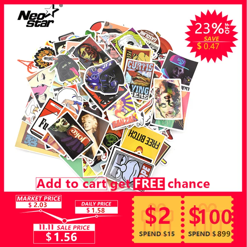Neo Star 50 Pcs/Pack Vinyl Decal Waterproof Stickers Skin For Laptop Notebook Classic Fashion Graffiti Sticker Decoration Decal Neo Star 50 Pcs/Pack Vinyl Decal Waterproof Stickers Skin For Laptop Notebook Classic Fashion Graffiti Sticker Decoration Decal