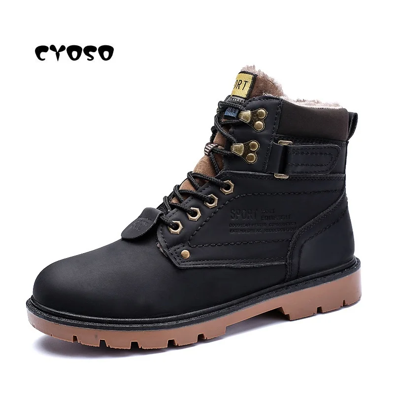 CYOSO Winter With Fur Men Boots Hot Sale PU Men&#39;s Winter Boots 2018 New Warm Snow Ankle Boots-in ...