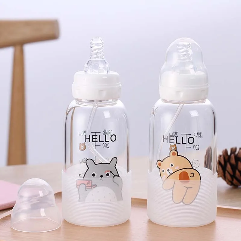 Детские бутылочки с милым мультяшным рисунком, автоматическая бутылочка для детей, обучающая пить, Нетоксичная стеклянная бутылочка для кормления, 300 мл
