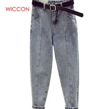 

High Waist Jeans Ankle Length Radish Nine Points Jeans Women Loose Korean Students Thin Light Old Straight Jeans Autumn