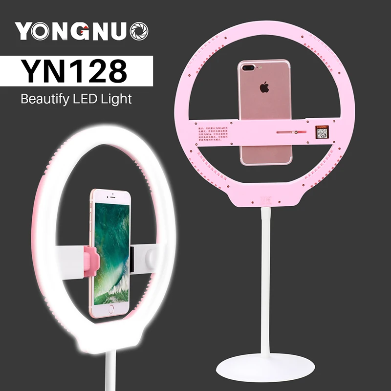 

YONGNUO 128 Selfies Ring Light Bi-color 3200K-5500K LED Ring Light Photography Lighting Dimmable Ring Led Lamp For iphone 7plus