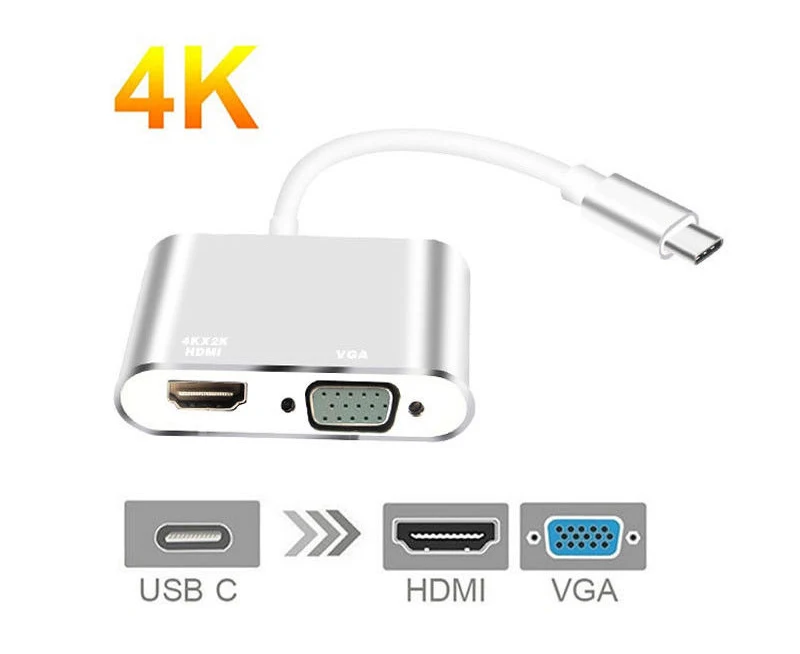 USB 3,1 Тип C до 4 K адаптер HDMI VGA видео конвертер кабель для Macbook Google Chromebook Pixel samsung примечание 9 S8 S9 Lumia 950XL
