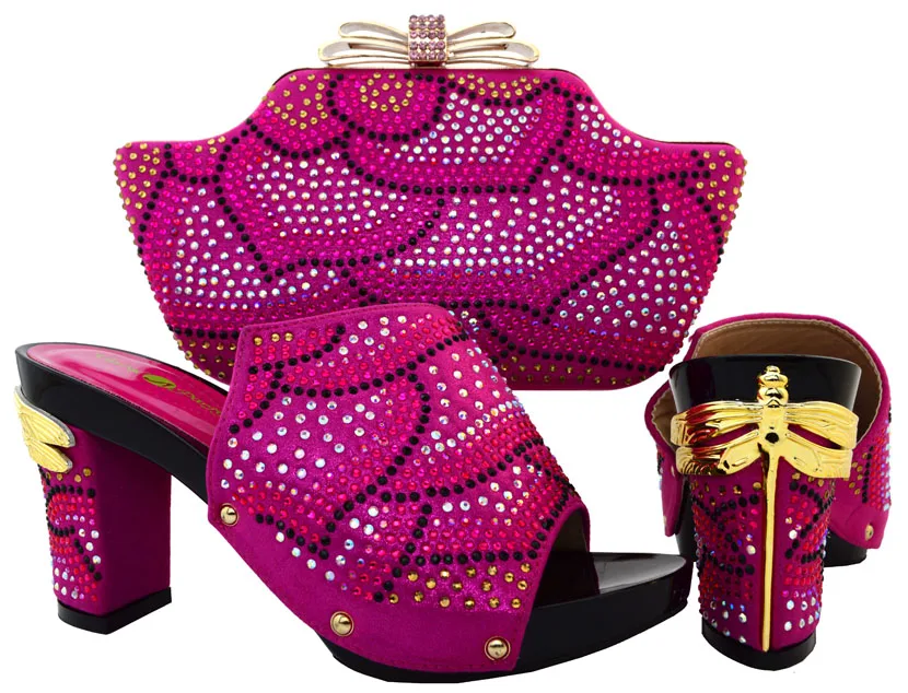 

Summer Style Nigerian Shoes And Matching Bags Set With Stones Fashion High Heels Ladies Shoes And Bags To Match Set! HJT1-8