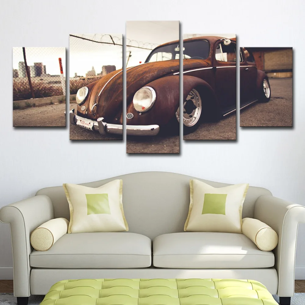 5P0025 Canvas HD Printed Painting Wall Art Frame Pictures 3 Panel Beetle Vintage Classical Retro Car Supercar Poster Home Decor PENGDA  (20)