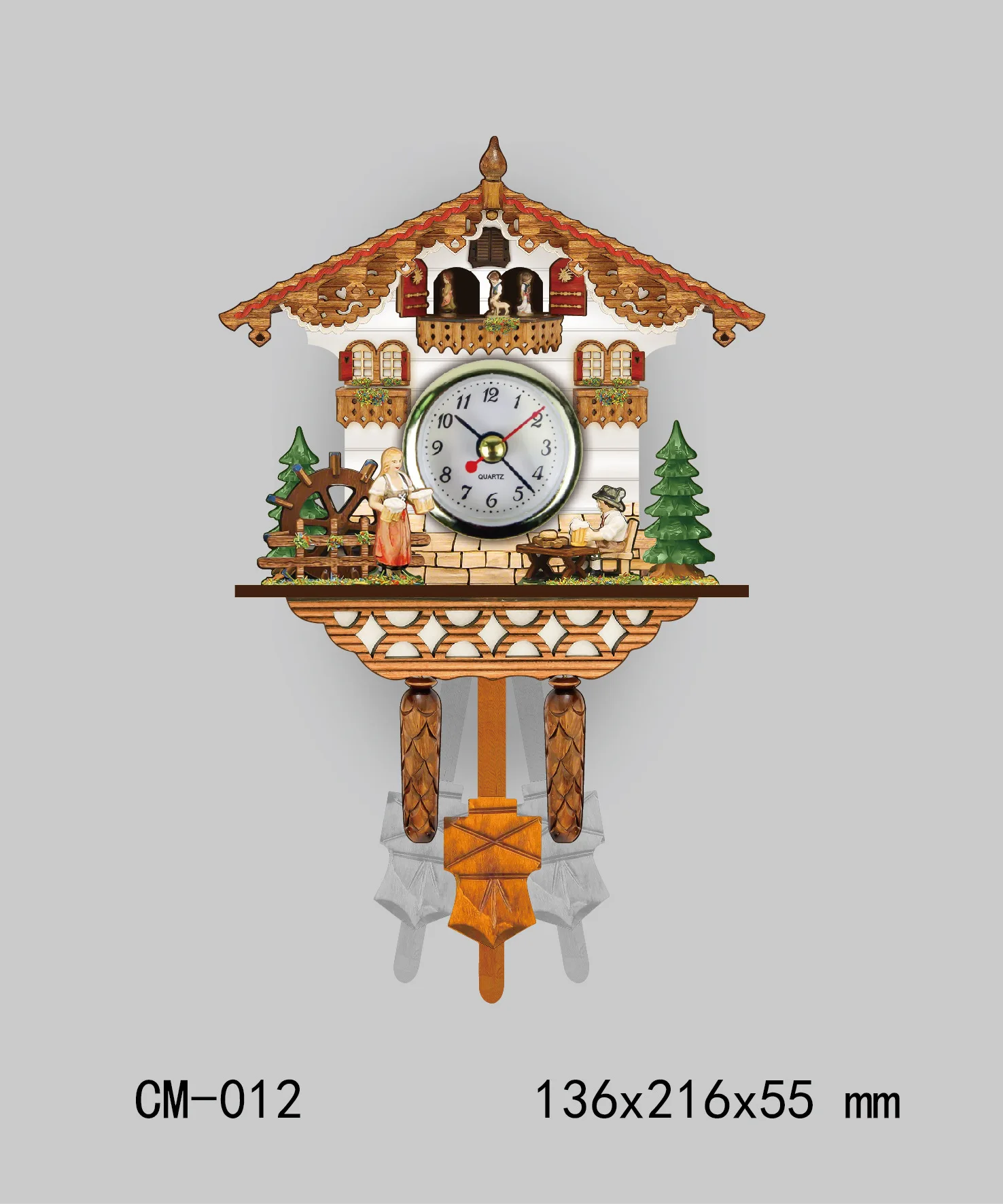 Cuckoo Wall Clock Originality Wood Quality European Style A Living Room Complex Ancient Wall Clock Diy Clock - Цвет: 012