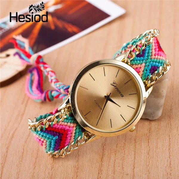 

Bohemia Style Summer Dress Casual Handmade Bridal Friendship Bracelet Women Watch Hand-Woven Wristwatch Ladies Quartz Watch