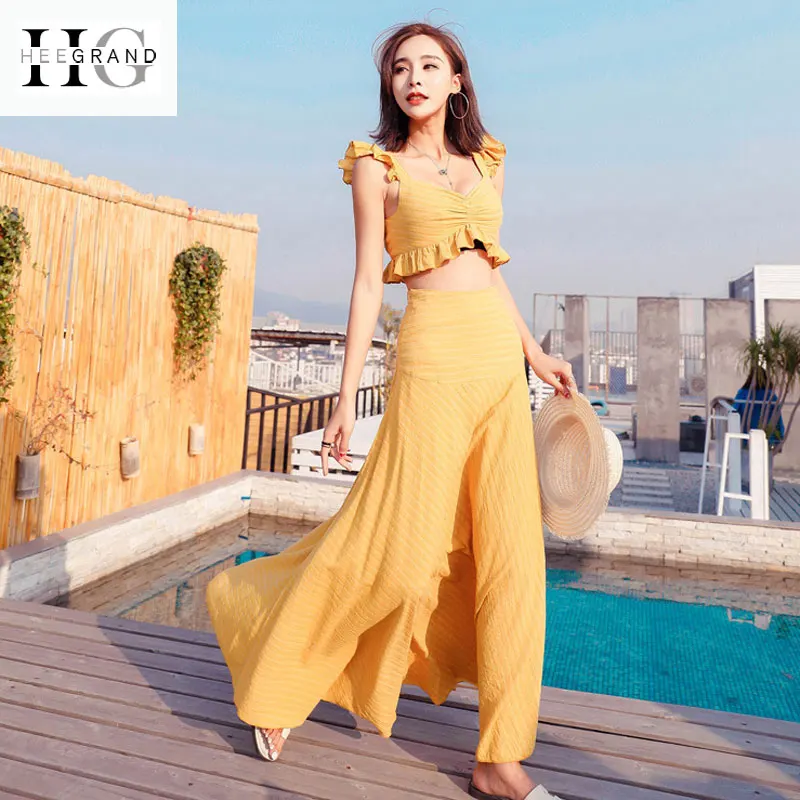 HEE GRAND/2018 женские летние комплекты с юбкой майка + юбка сексуальный костюм v