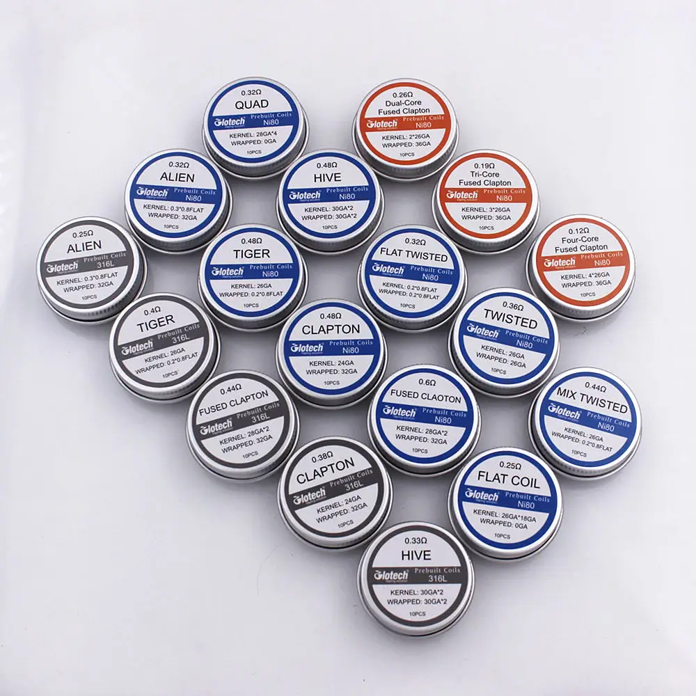 Glotech 316L Ni80 Alien Tiger Fused Clapton Premade Coil Twisted Multi Core Clapton Prebuilt Coil for RDA RBA DIY Atomizer Glotech 316L Ni80 Alien Tiger Fused Clapton Premade Coil Twisted Multi Core Clapton Prebuilt Coil for RDA RBA DIY Atomizer