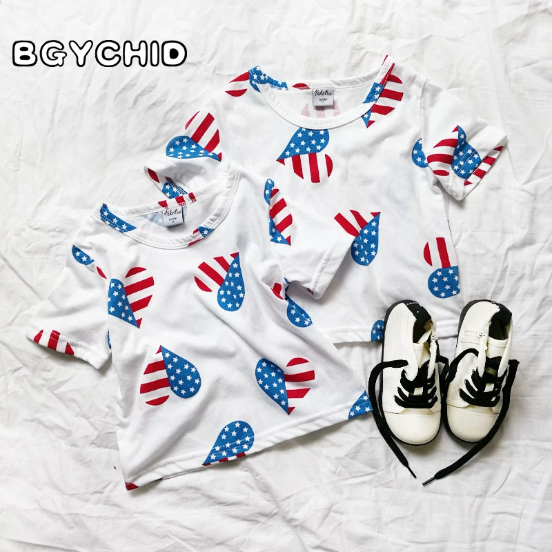 Girls T-Shirt Summer Cotton 4Th Of July Shirt T-Shirts Cotton Girls Flamingo Shirt Pineapple Kids Girls Tops Short Sleeve 1