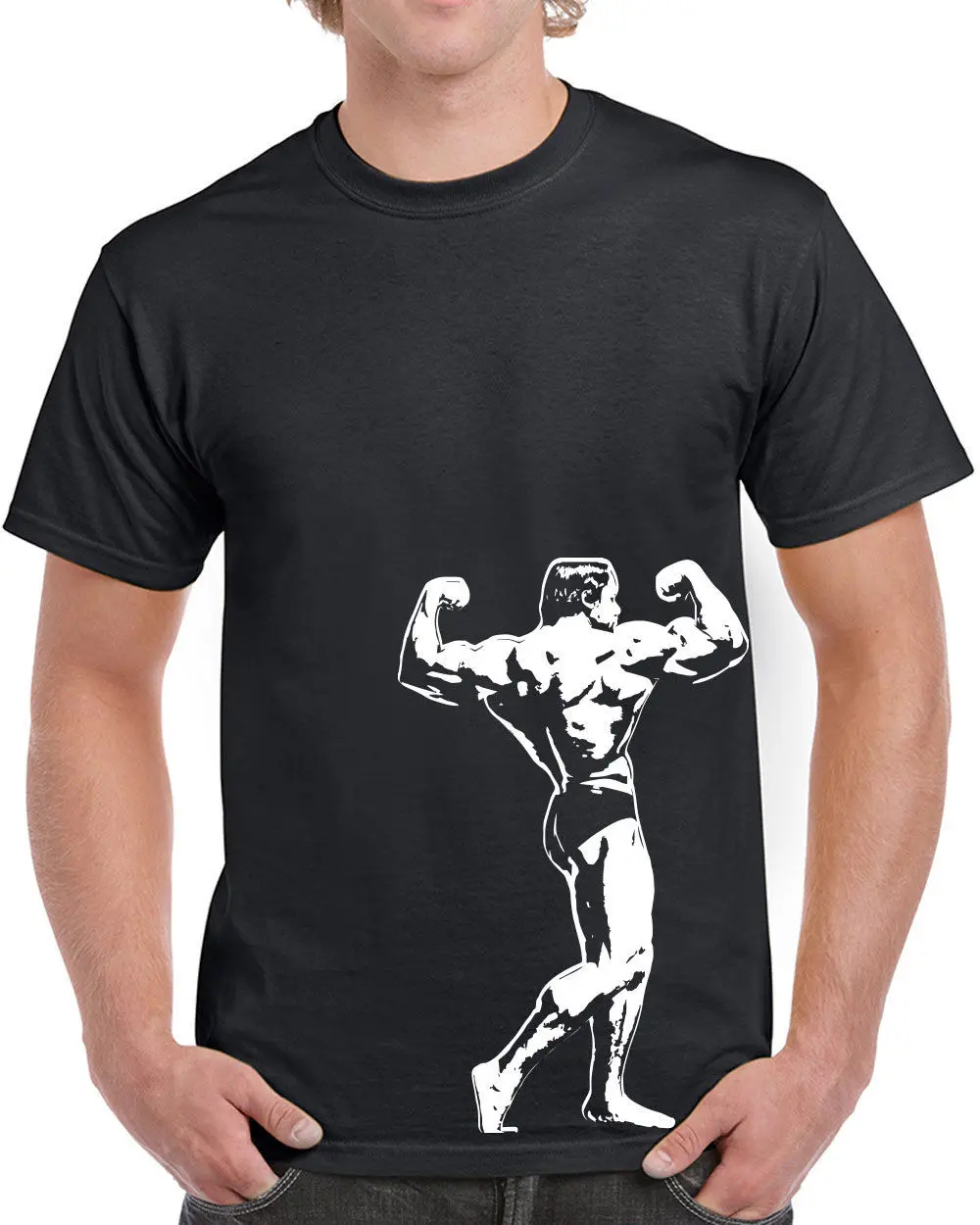 Punk Tops Crew Neck Short-Sleeve Top Mens 211 Muscle Flexing T-Shirt Body Builder Universe Arnold Flex Exercise New T Shirt |