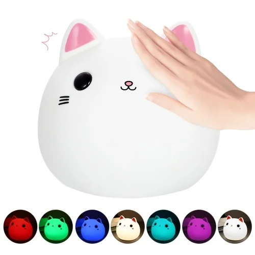 NEWKBO милый мультяшный Кот USB ночник перезаряжаемая светодиодная силиконовая