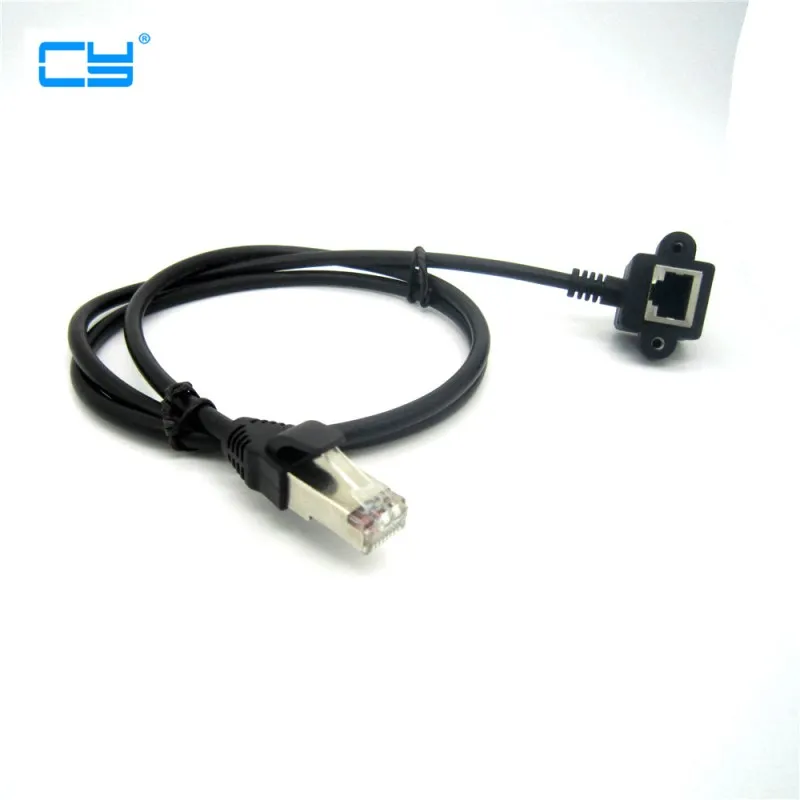 

RJ45 Male to Female 90 Right angle bend Up Downed Panel Mount Ethernet LAN Extension Extender Cable Cord 1m/3FT 1.5m/5FT