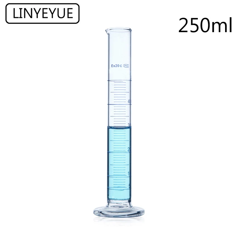 1 шт. 250 мл Градуированный стеклянный измерительный цилиндр Градуированный Цилиндр лабораторное химическое оборудование