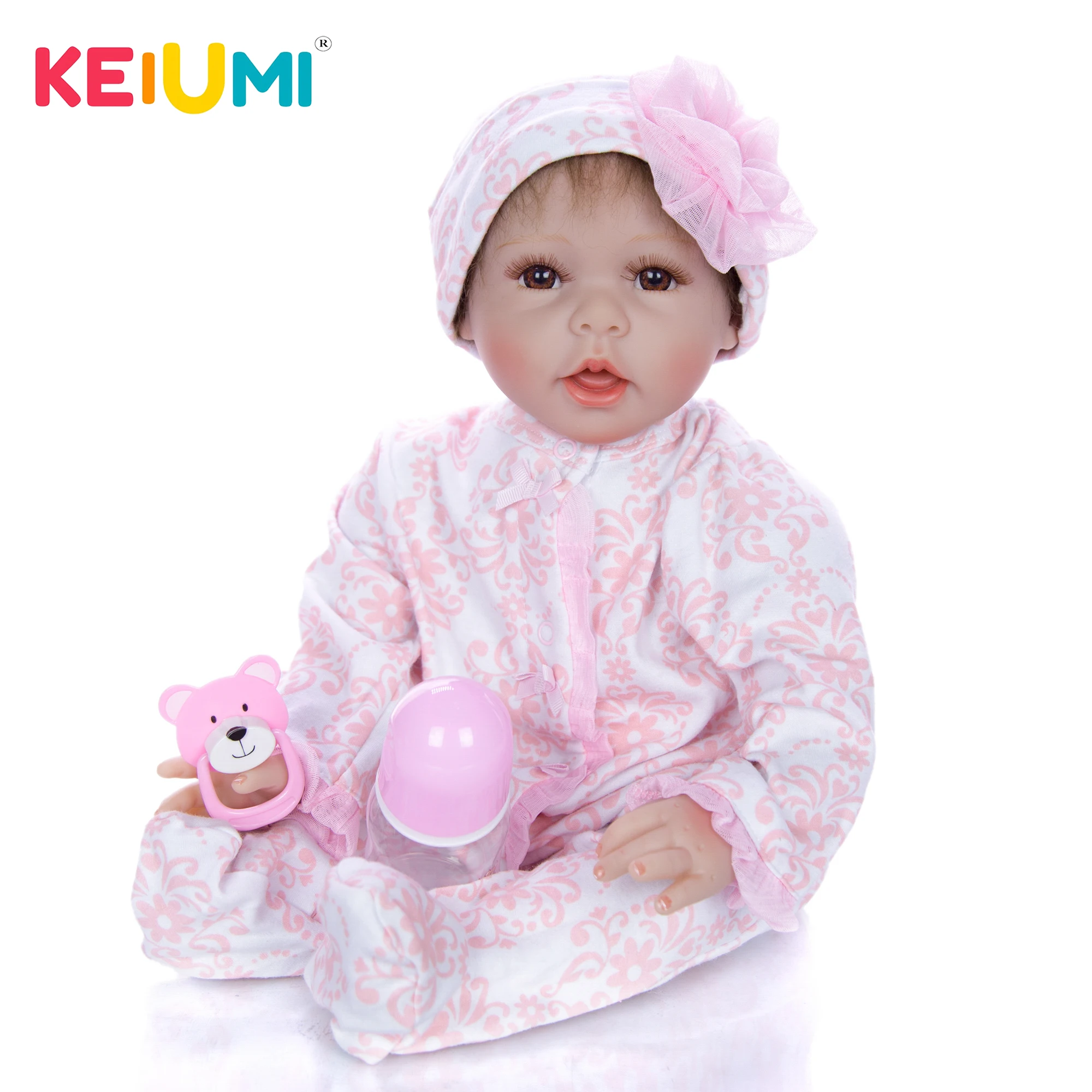 

New Design 22'' 55 cm Reborn Doll Cloth Body With Soft Silicone Vinyl Girl Toy Lifelike Reborn Baby Doll For Kid Christmas Gift