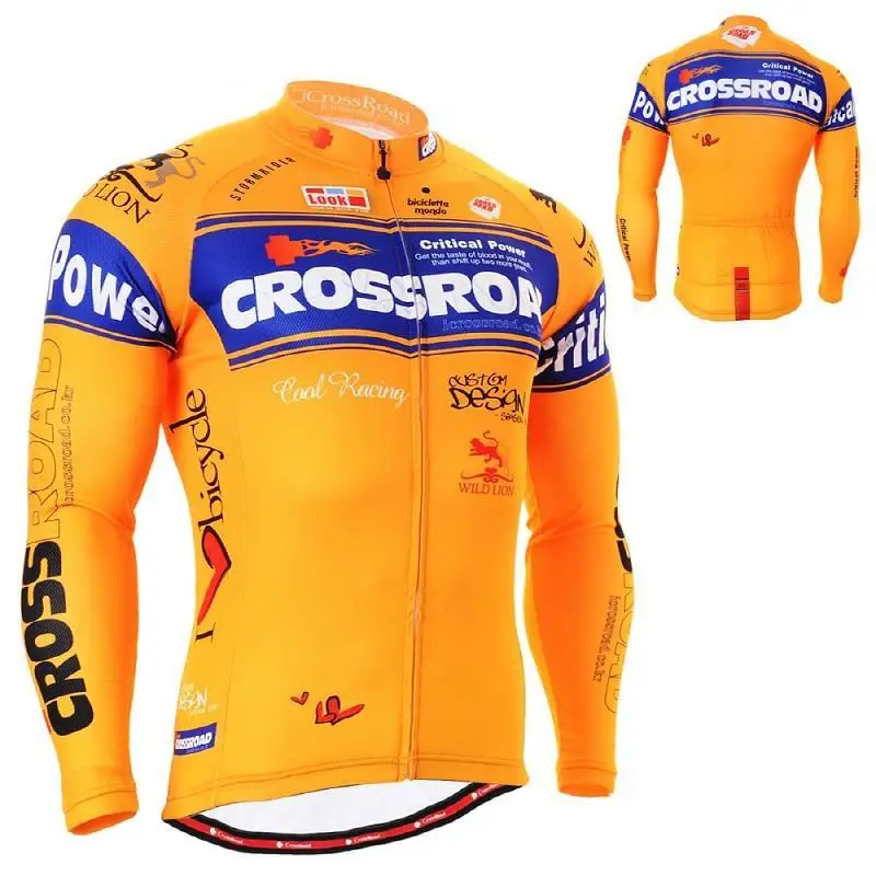 

"Crossorangine" Long Sleeve MTB BMX Cycling Jersey With 3 Rear Pockets Quick-drying Cycle Racing Mountain Road Bike Clothing