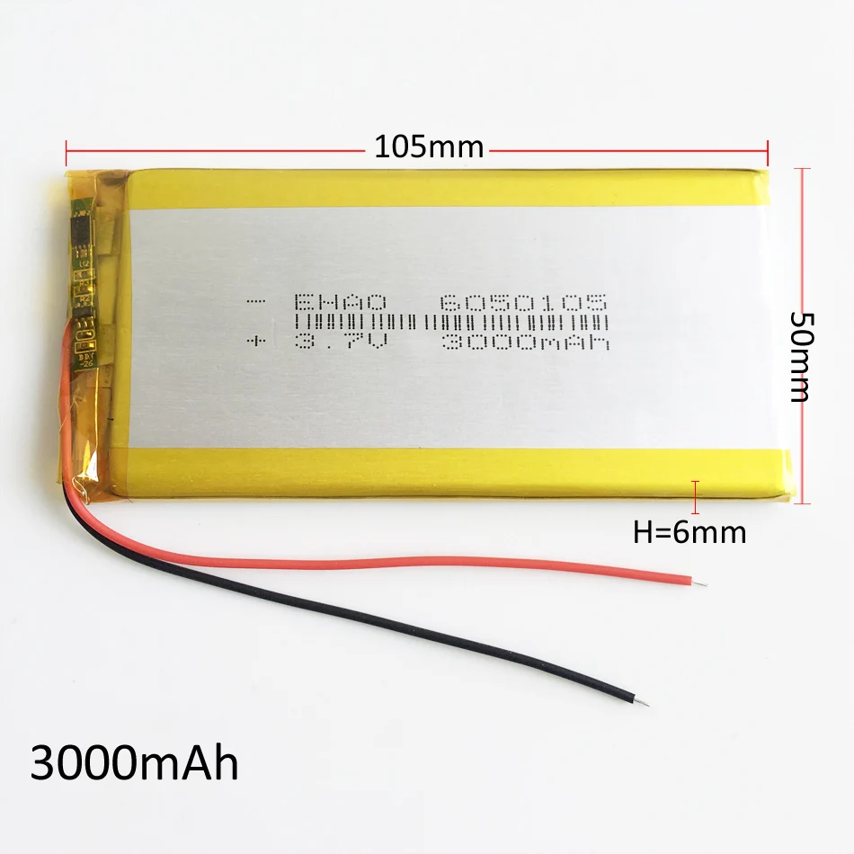 3,7 V 3000mAh 6050105 lipo литий-полимерная аккумуляторная батарея для gps power bank Tablet PC PAD PDA ноутбука диктофон