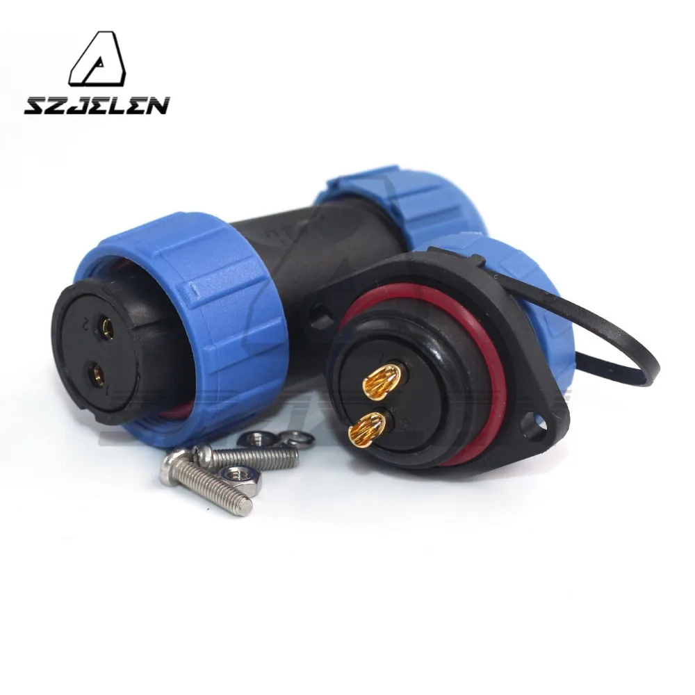 

SP21 2pinWaterproof Panel Mount Circular Aviation Cable Connector IP67 Cable Gland Connector 30A