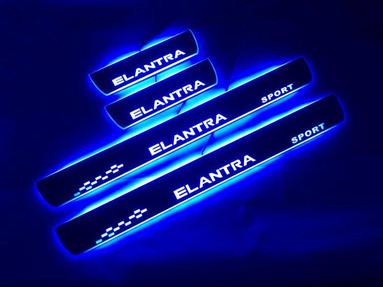AKD 4PCS Acrylic Moving LED Welcome Pedal Car Scuff Plate Pedal Door Sill Pathway Light For Nissan Navara NP300