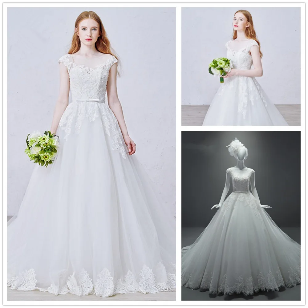 OMYW0011 illusion neckline cap sleeve lace applique cheap wedding dresses made in chinawedding