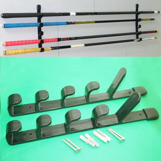 2pcs/lot Free shipping Wall Mount Fishing Rod Holder Horizontal 5-Rod Black  Fishing Rod Rack - AliExpress