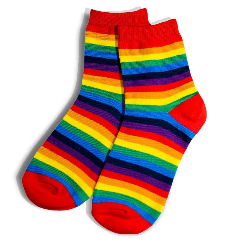 

5 Pairs Women Cream Rainbow Color Socks For Women Girls Spring Summer Autumn Cotton Mujer Calzini Donna