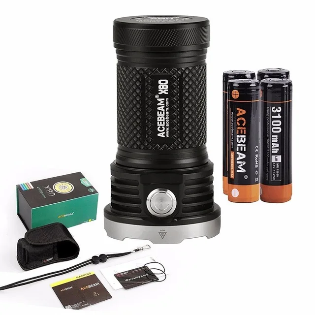 ACEBEAM X80 ручной фонарь 12 * CREE XHP50.2 Светодиодный max 25000LM дальность луча 332 м факел + 4*18650
