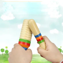 0-12 месяцев Детские игрушки деревянный стержень колокольчик музыкальный инструмент младенец играть звуковая трубка однорезьбовое кольцо Деревянные игрушки для детей