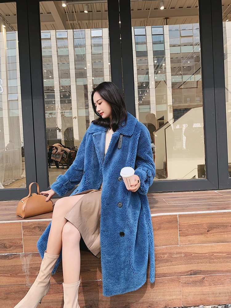 Real Fur Coat Women Korean Sheep Shearling Winter Coat Women Lamb Fur Jacket Windbreaker Abrigos Mujer Invierno MK188YY579