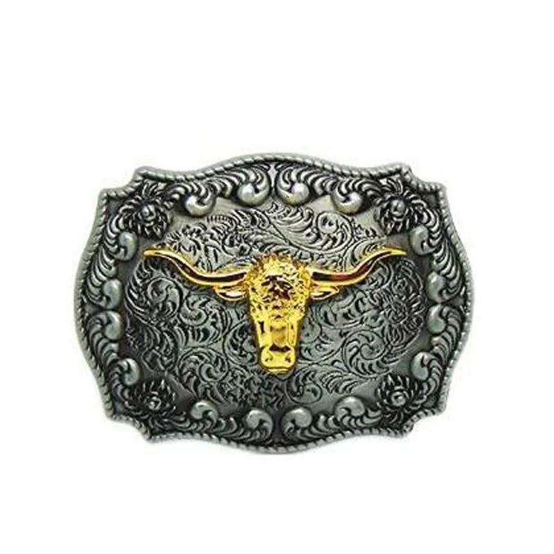 T Disom Bull Belt Buckle With Gold And Pewter Finish New American Belt