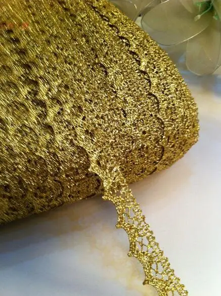 1.2cm Width Vintage Gold Lace Trim 5 Meters/lot