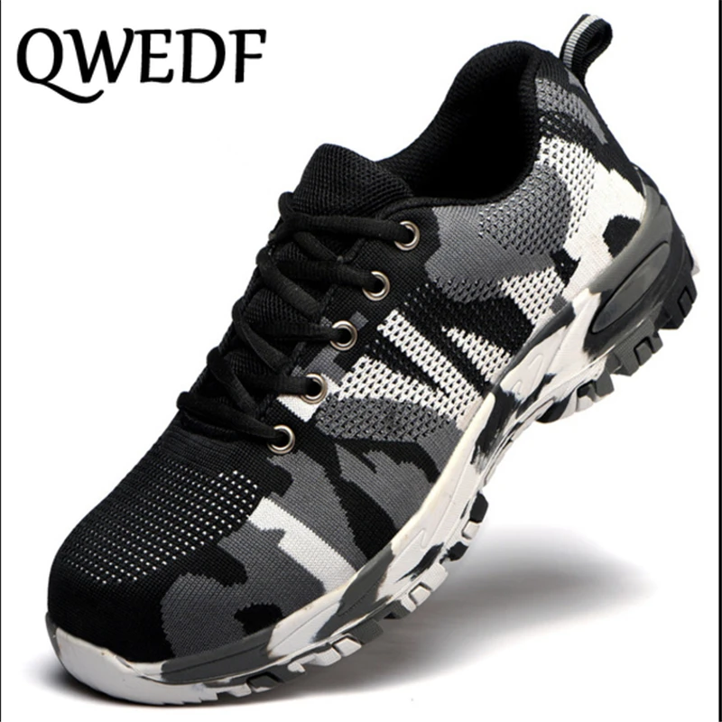 

Work Boots Construction Men's Outdoor Steel Toe Cap Shoes Men Camouflage Puncture Proof High Quality Safety Shoes Big Size G1-46
