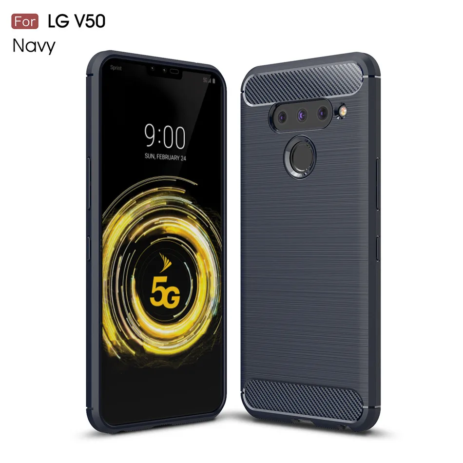 Силиконовый чехол для LG V30S ThinQ V30 Plus V40 V50 ThinQ K40 ударопрочный чехол из углеродного волокна TPU для LG V50 ThinQ Case K40 - Цвет: Синий