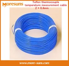 Envío Gratis 20 M/lote tipo K azul THERMO-COUPLE teflón termopar de medición de temperatura del termopar DE ALAMBRE cable 2*0.4mm