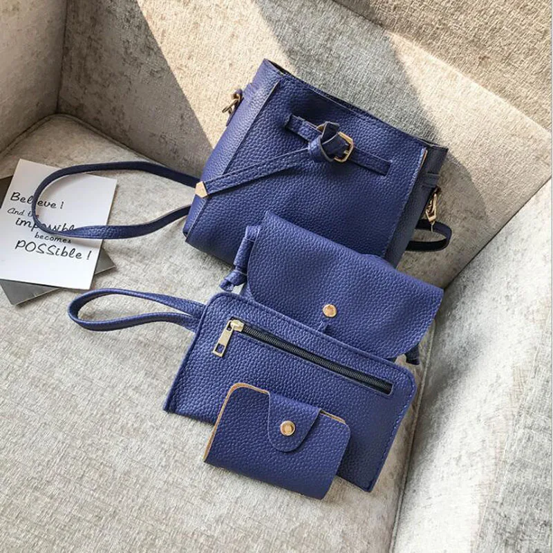 Women Top-Handle Bags Female Composite Bags 2018 Women Messenger Bags Handbag Set PU Leather Wallets Key Bag Set