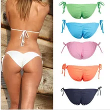 Сексуальные женские стринги бикини, одноцветные неоновые оранжевые танга, плавки, трусики, бикини, бразильский купальник, Maillot De Bain