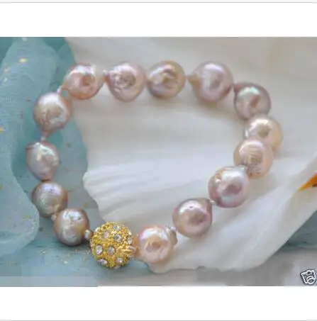 

Wholesale price 16new ^^^^Charming 10~12mm south sea Lavender baroque freshwater pearl bracelet 7.5 ~ 8