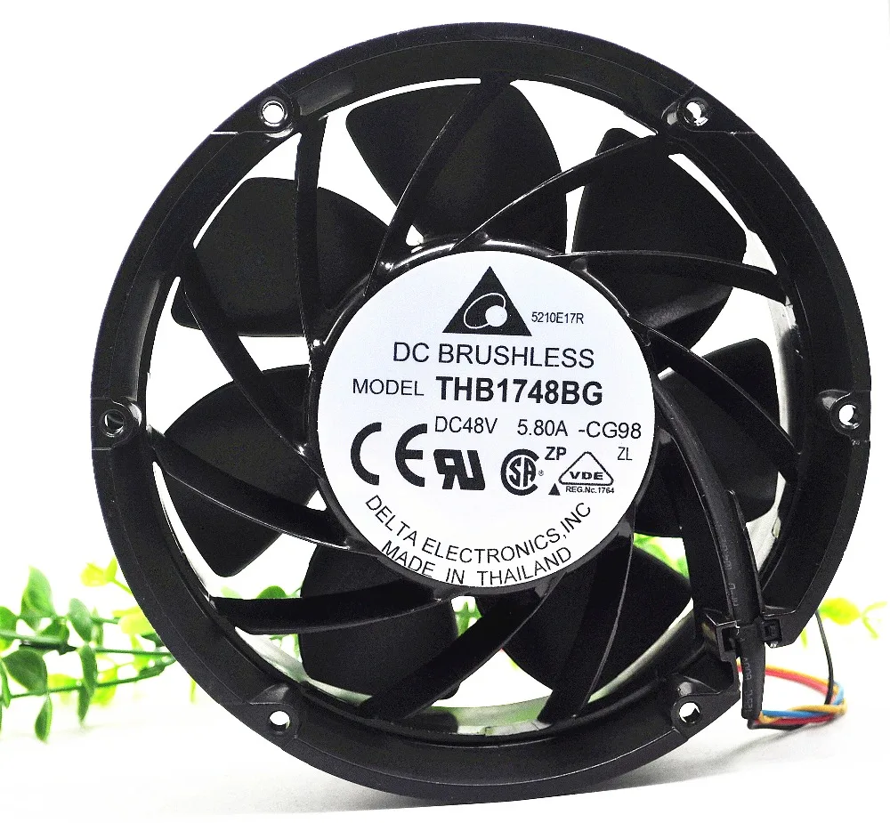 for delta THB1748BG 48V 5.80A 170X170X56MM 607.0 CFM round metal frame communications equipment cooling fan