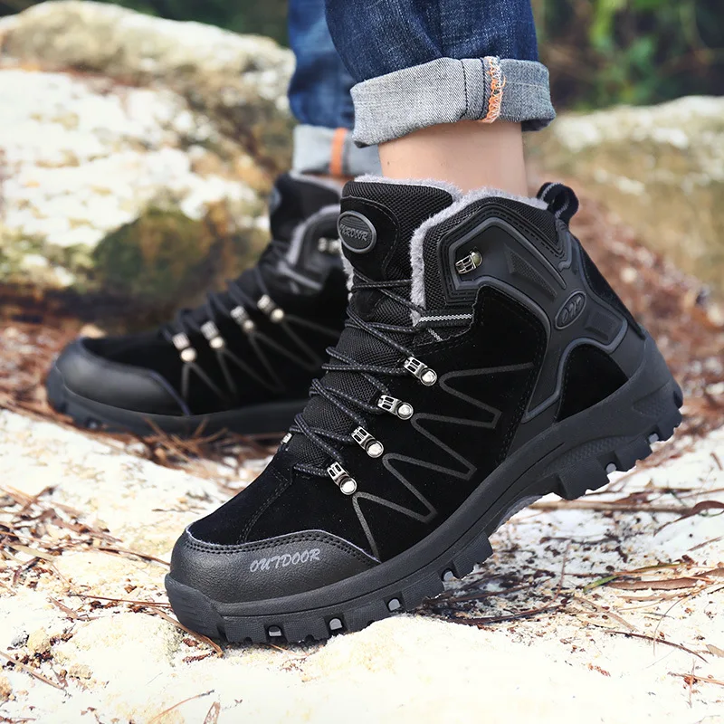 Lisse verde 45 velvet Ankle velvet Homens cinza Inverno Black Exército 39 Gray De marrom velvet Manter Boots Ao Moda Quente Neve Sapatos Ar Preto botas Couro Escalada Livre velvet Brown Armygreen Aquecido Botas Camurça SrSwRqA