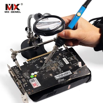 

MX-DEMEL 220V 60W EU Plug Electrical Soldering Iron Adjustable Temperature Hand Welding Tool Gun Combination Magnifying Glass