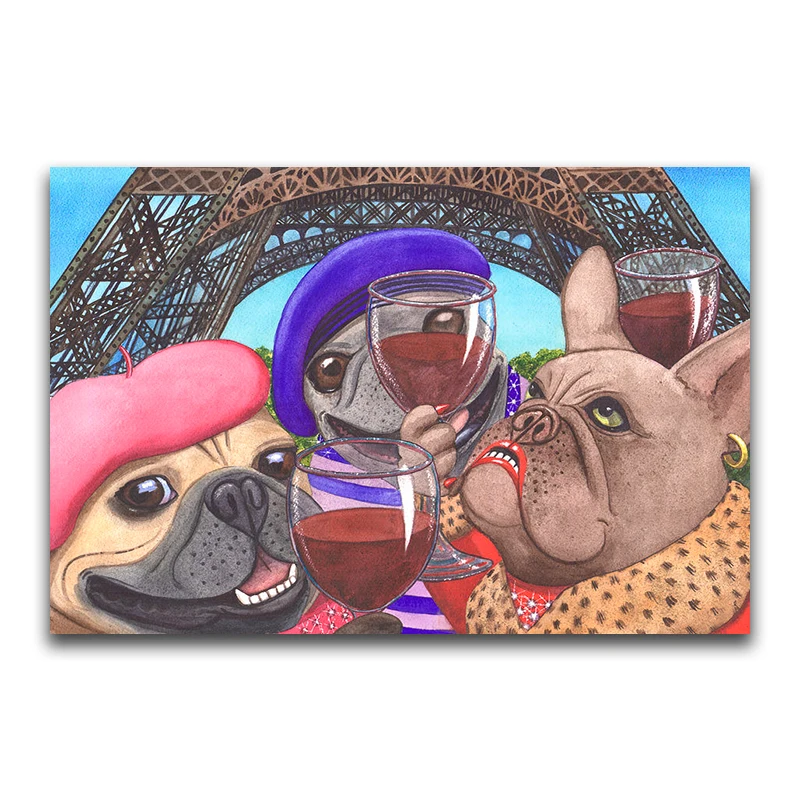 Full Round Diamond painting Cartoon DIY 3D Diamond mosaic Eiffell Full Square Diamond embroidery Cross stitch Dog family