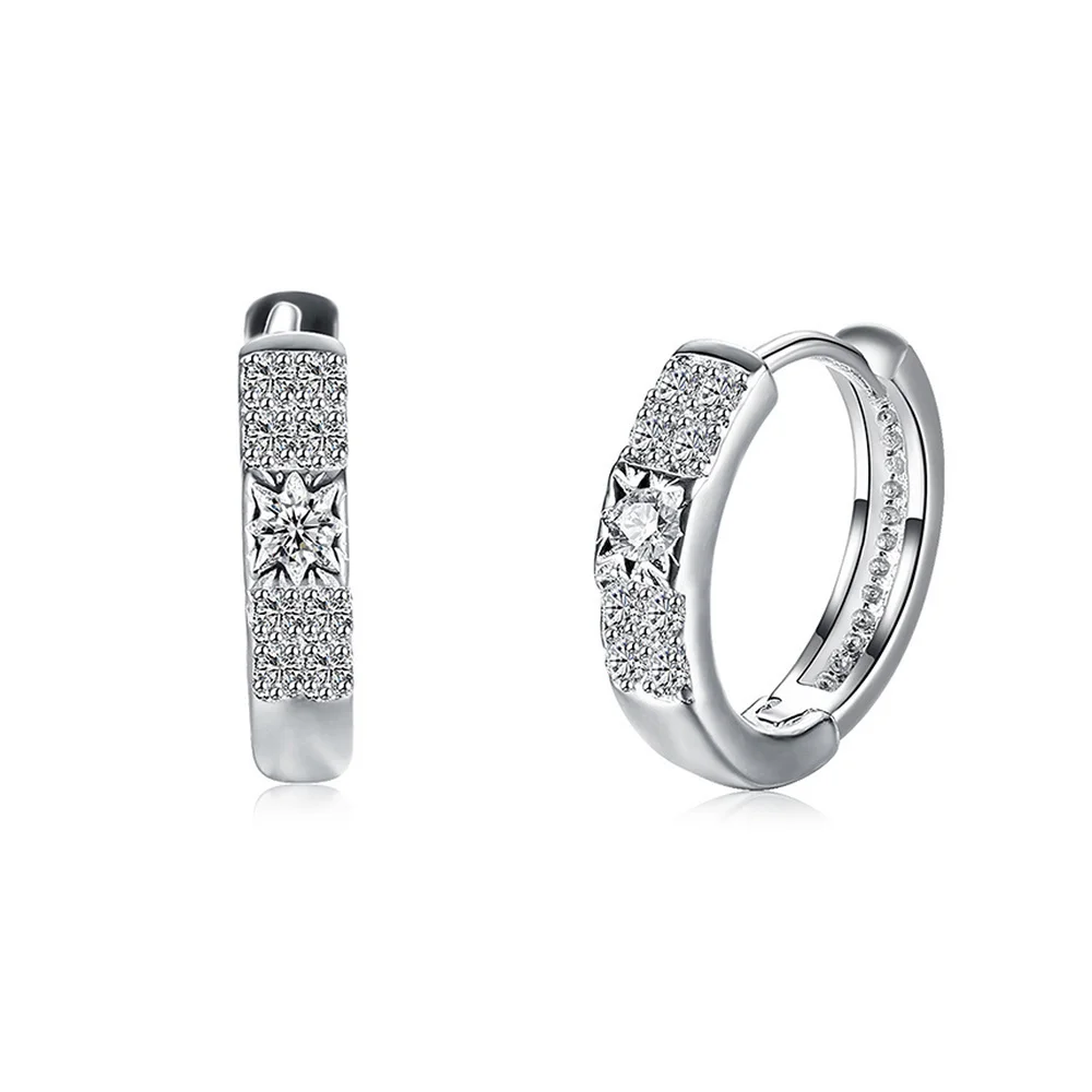 

925 Silver Hoop Earrings Fashion Earrings for Women Aretes Sterling Silver Christmas Fine Jewelry Geometric aros mujer oreja