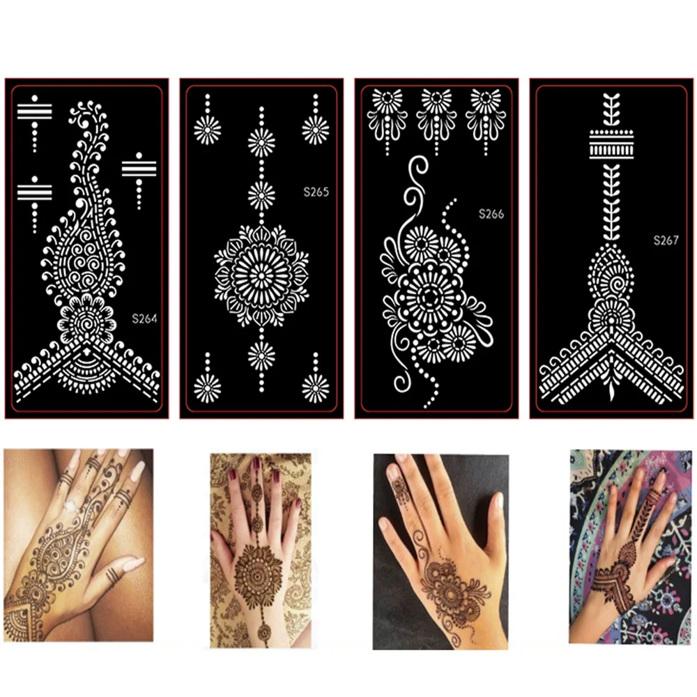 30 Pcs India Tato Wanita Tubuh Cat Wajah Seni Template Stensil Untuk